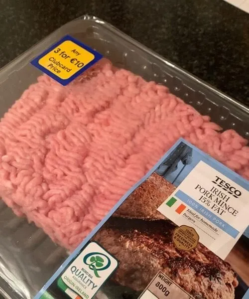 TESCO IRISH PORK MINCE 15% FAT