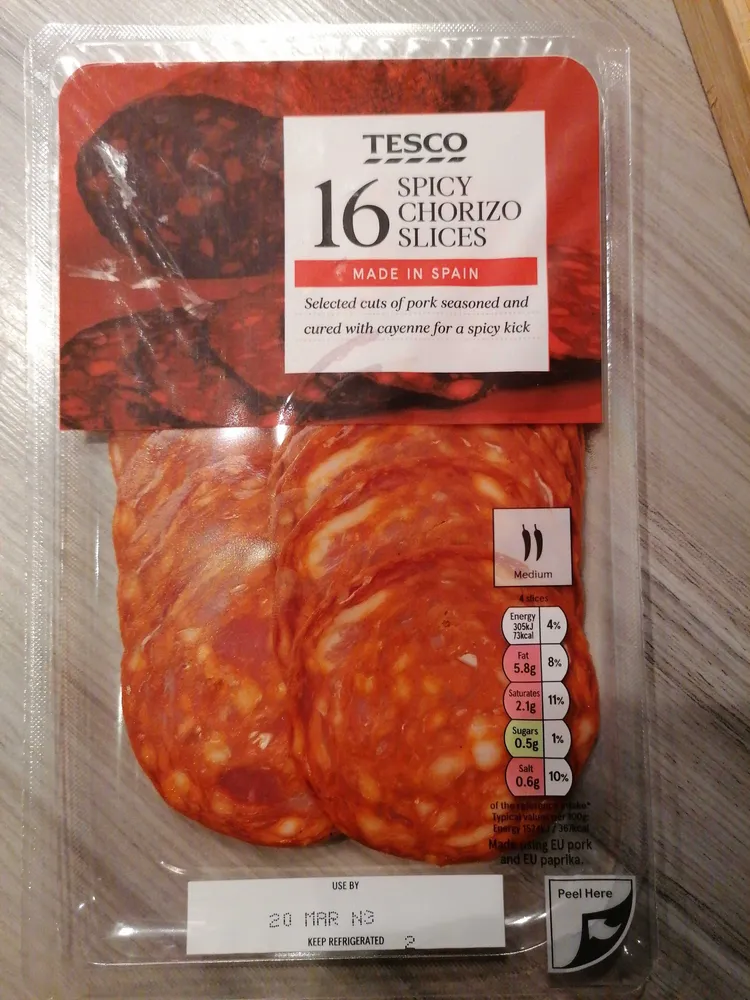 Chorizo slices