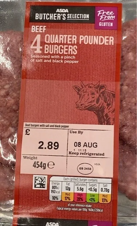 4 QUARTER POUNDER BEEF BURGERS