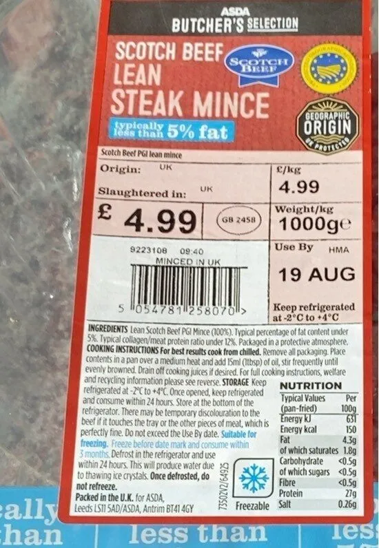 Lean steak mince