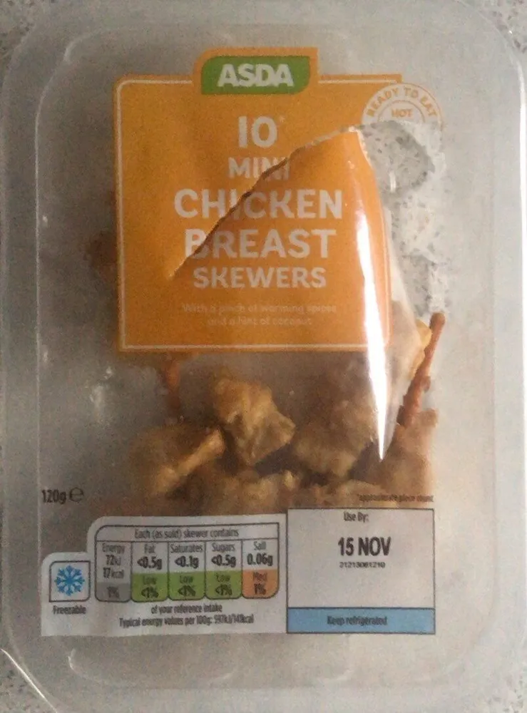 10 mini chicken breast skewers