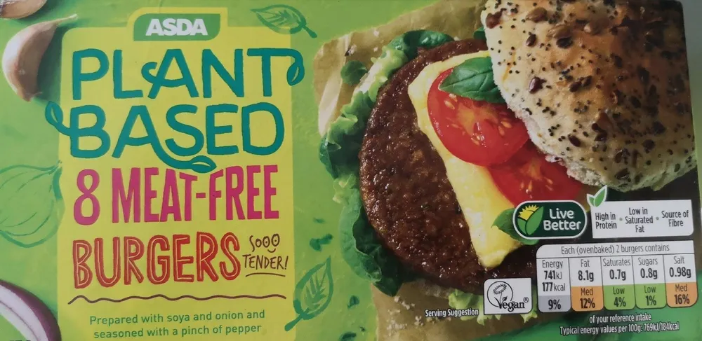 Plant based 8 meat-free burgers