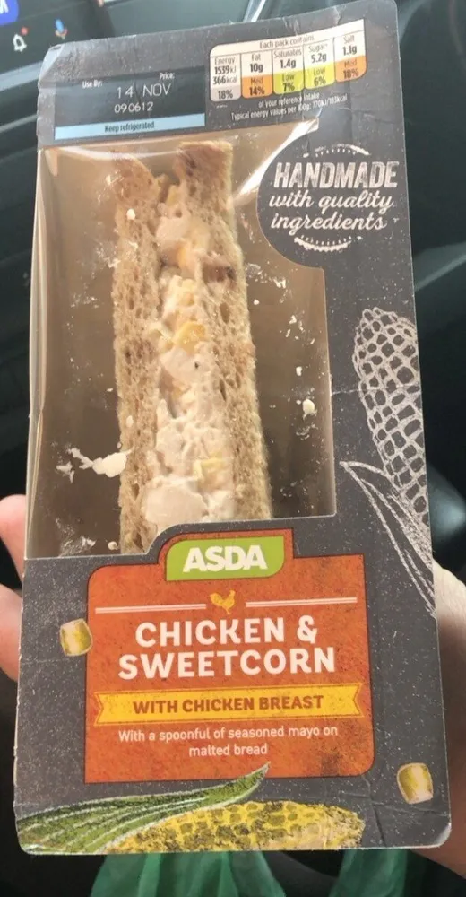 Chicken and sweetcorn sandwich