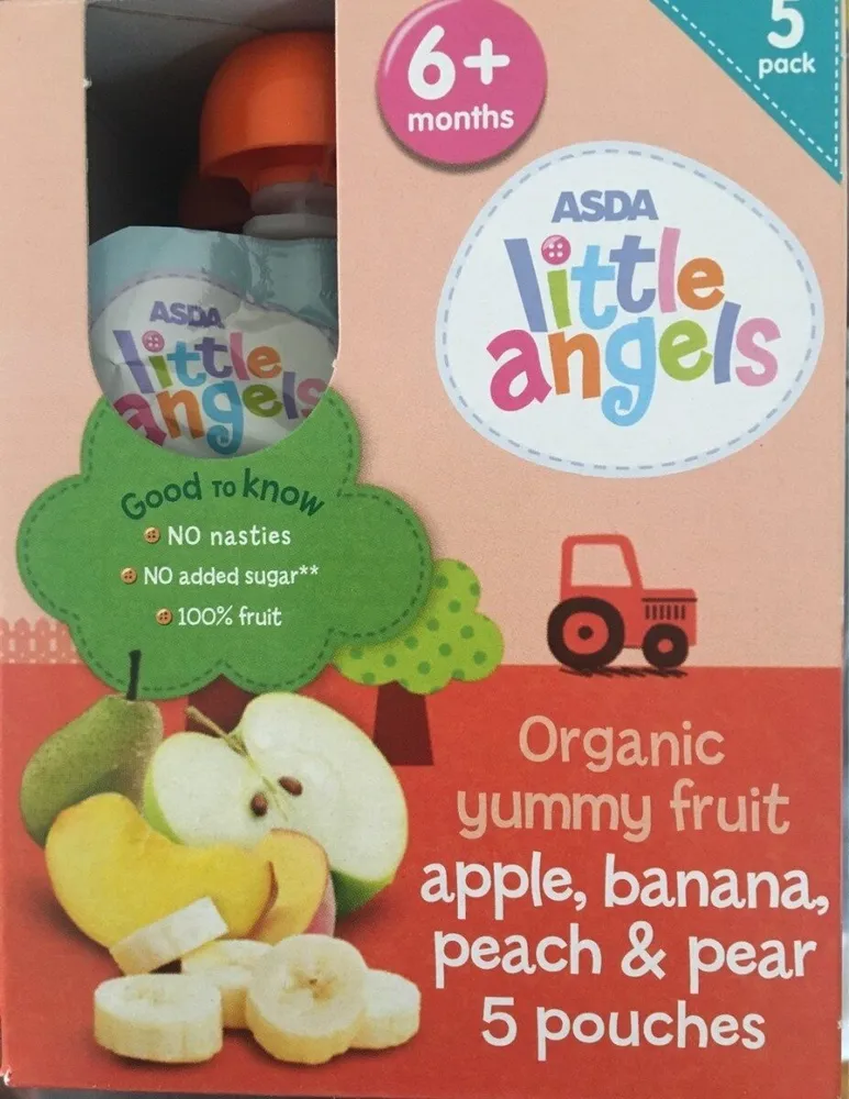 Apple banana peach and pear pouches