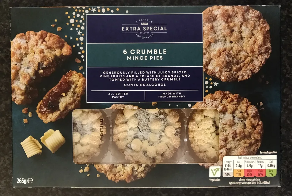 6 crumble mince pies