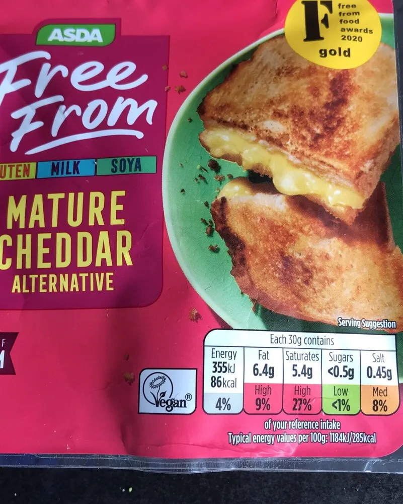 ASDA Free From GLUTEN MILK SOYA MATURE CHEDDAR ALT