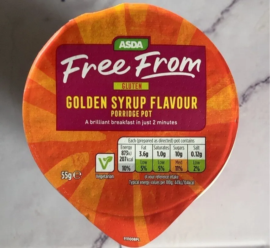 Gluten free golden syrup flavour porridge pot