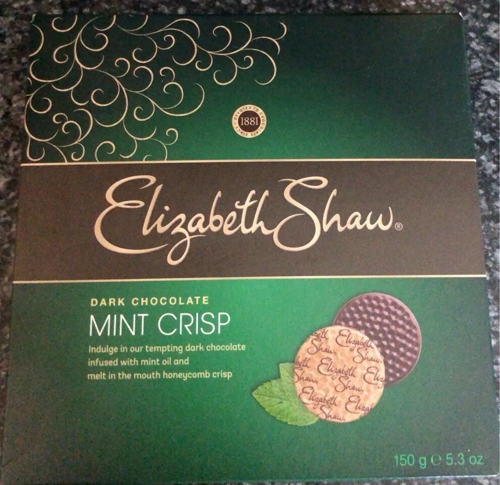 Dark chocolate mint crisp