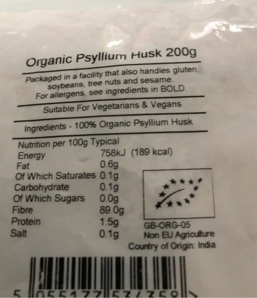 Organic psyllium husk