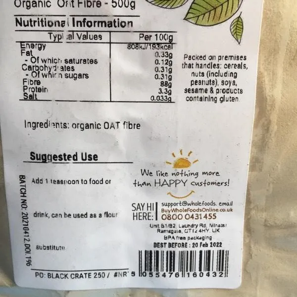 Organic Oat Fibre