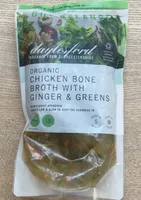 Chicken bone broth with ginger and greens