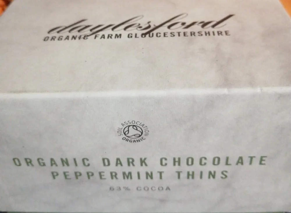 Organic dark chocolate peppermint thins