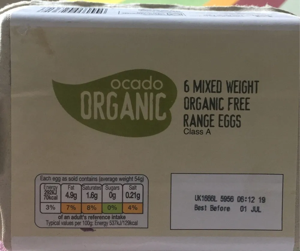 Organic free range eggs