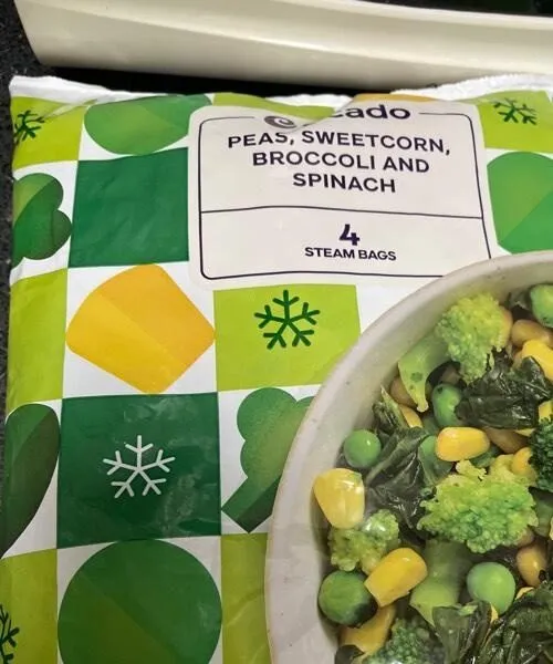 Pea, sweetcorn, broccoli and spinach