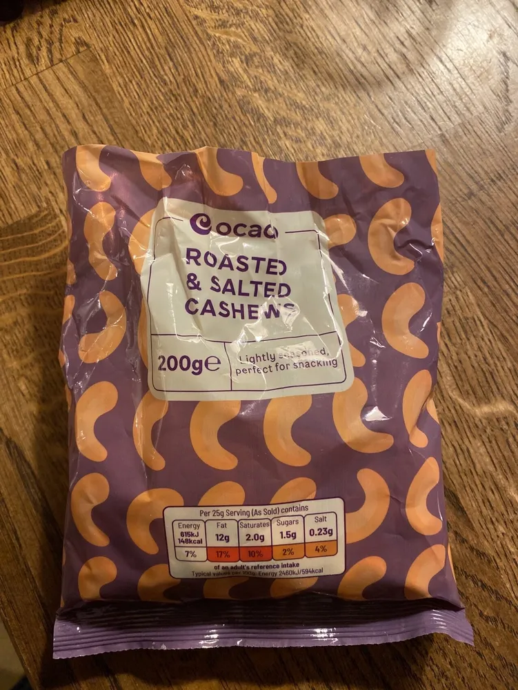 Roasted and salted cashew nuts