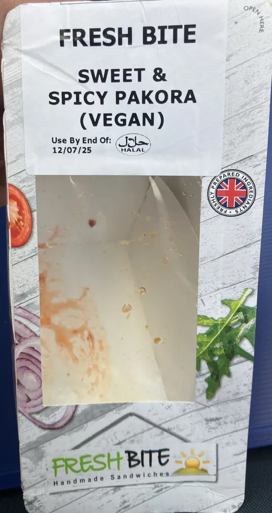 Sweet And Spicy Pakora (Vegan) Sandwich