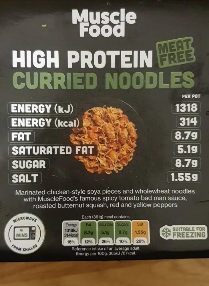 High Protein Meat Free Curried Noodles