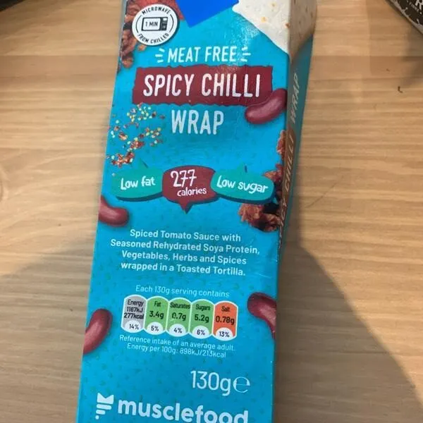 Meat free spicy chilli wrap