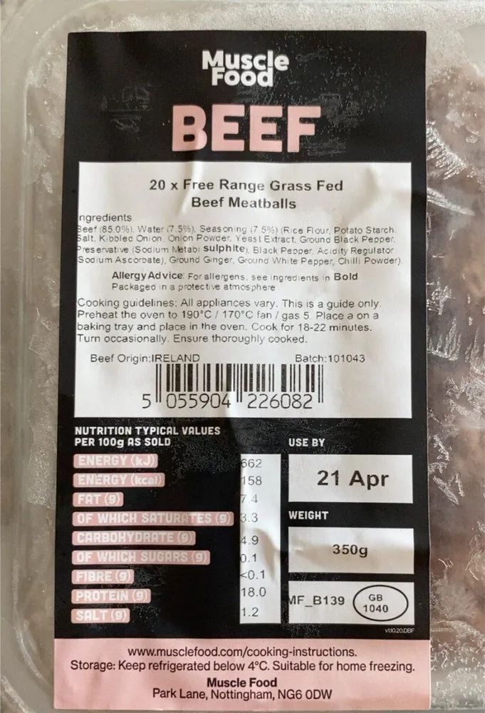 Free range grass fed beef meatballs