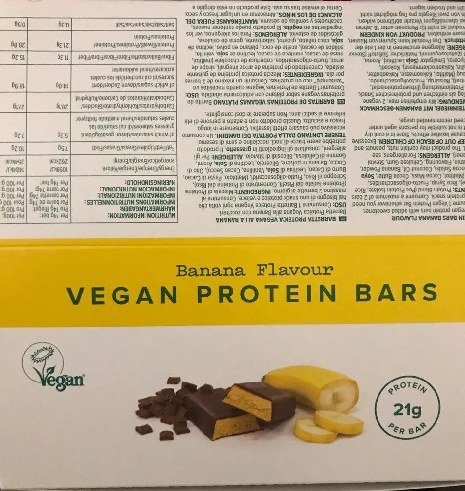 Vegan protein bar banana flavour