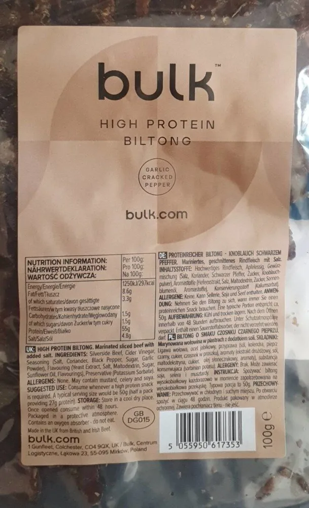 High protein biltong