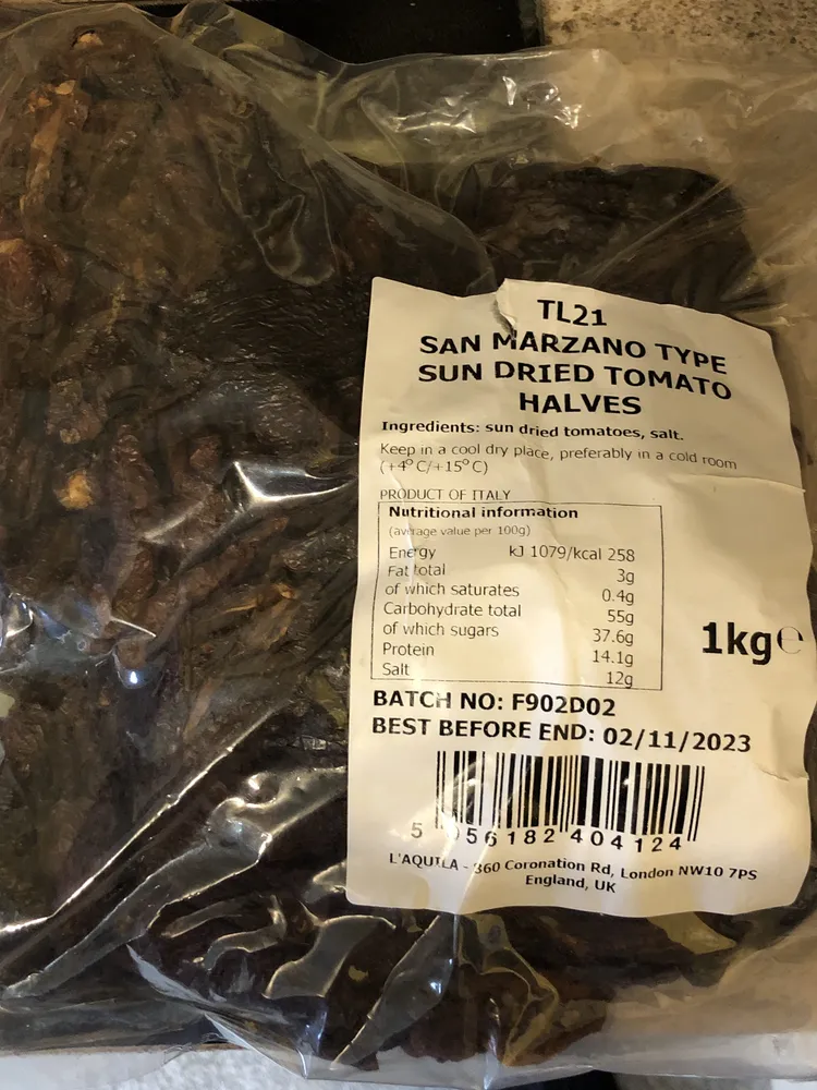 San Marzano Type Sun Dried Tomato Halves