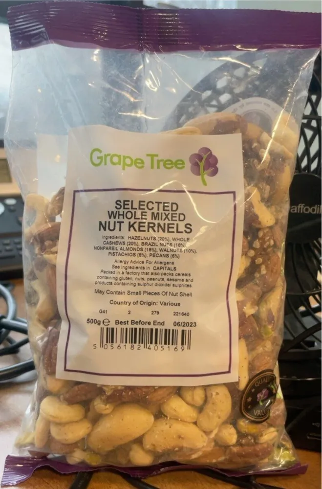 Selected whole mixed nut kernels