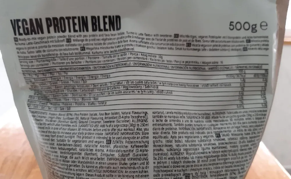 Vegan protein blend turmeric latte