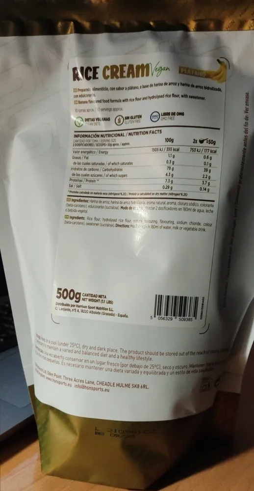 Crema de Arroz sabor plátano