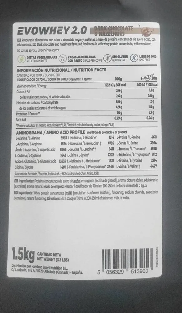 Evowhey 2.0 dark chocolate & hazelnuts