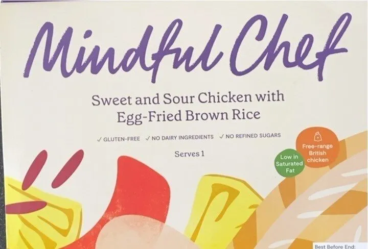 Sweet & sour chicken with egg-fried brown rice