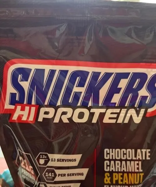 Snickers Hi Protein Chocolate Caramel & Peanut flavour whey protein powder