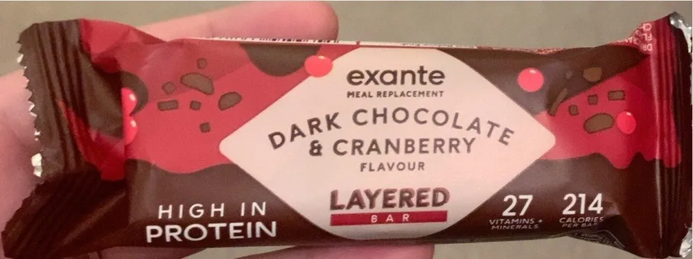Dark chocolate and cranberry layered bar