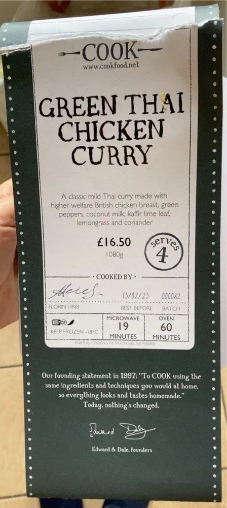 Green thai chicken curry