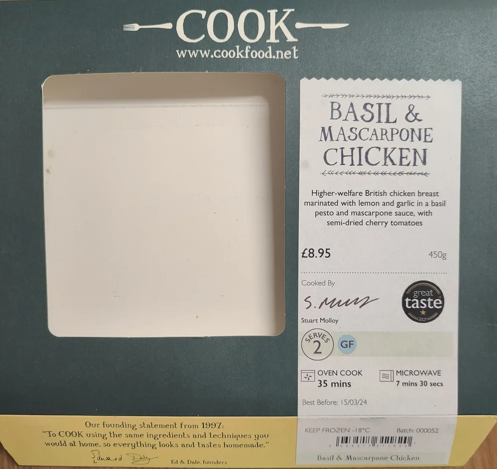 Basil & Mascarpone Chicken