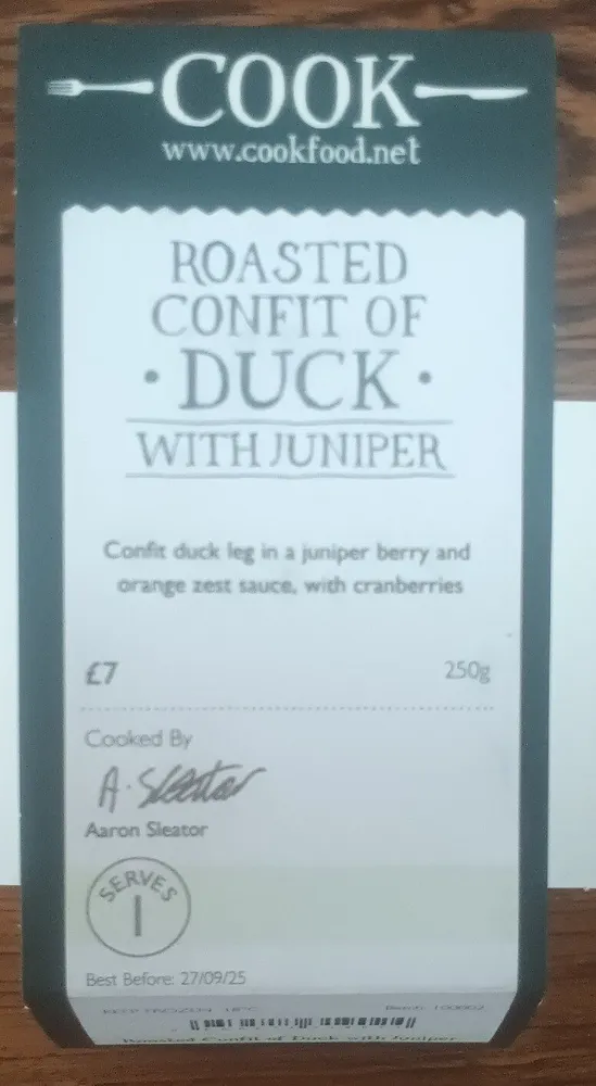 Roasted Confit Of Duck With Juniper