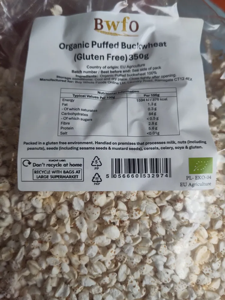 Organic Puffed Buckwheat (Gluten Free)