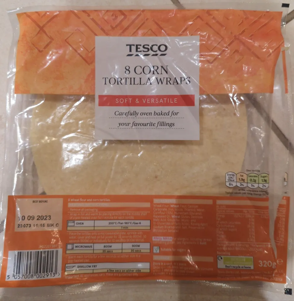 Corn tortilla wrap
