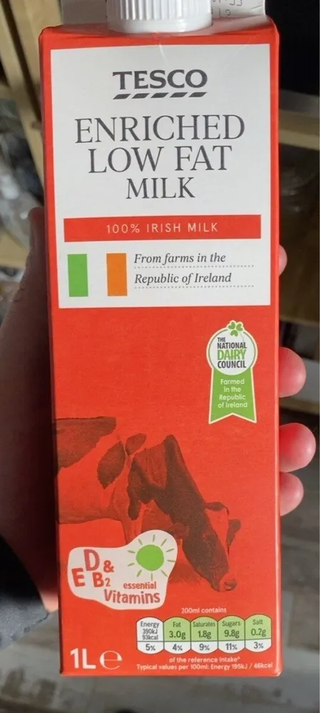 Enriched low fat milk