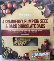 4 cranberry, pumpkin seed and dark chocolate bar