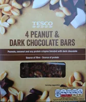 Tesco 4 peanut & dark chocolate bars