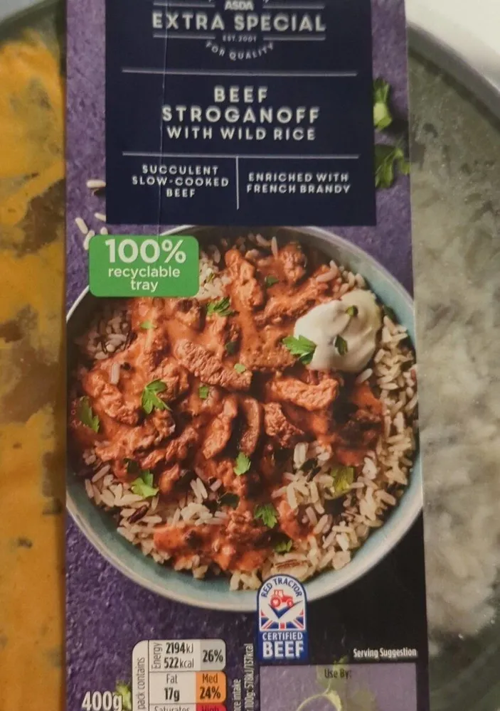 Asda Extra special beef Stroganoff with wild rice
