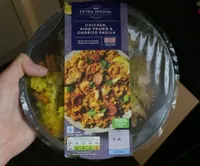 Extra special chicken king prawn & chorizo paella