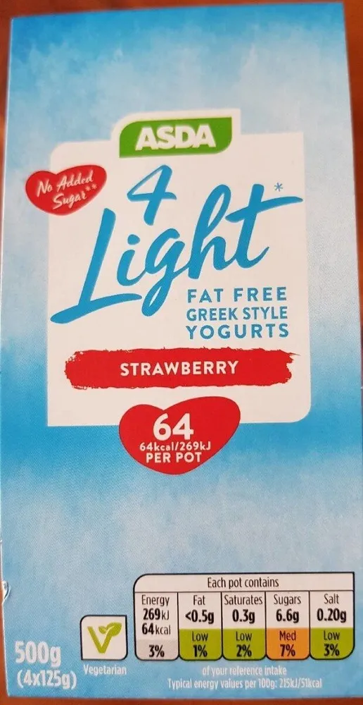 Light Fat Free Greek Style Yogurts Strawberry