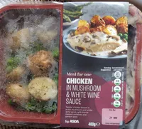 Chicken in white wine and mushroom sauce