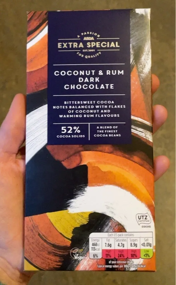 Coconut & rum dark chocolate