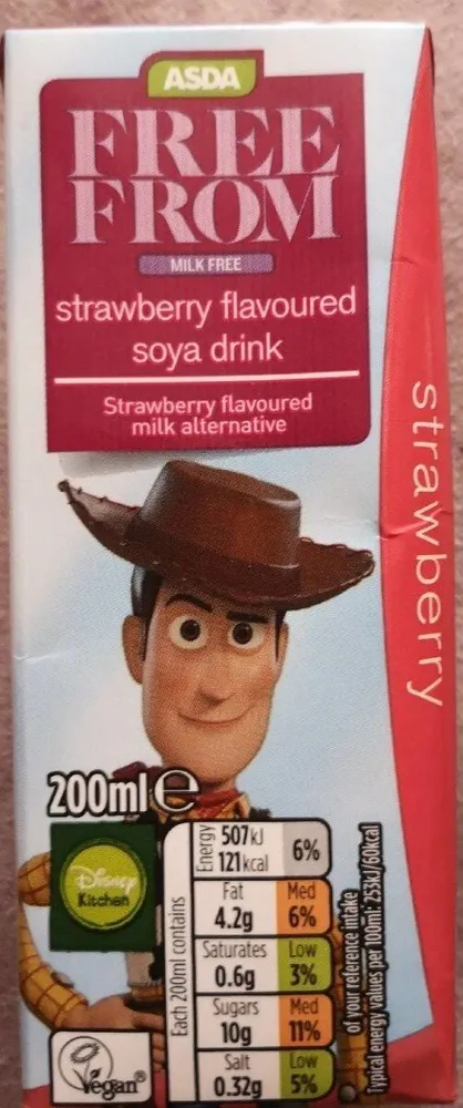 Strawberry flavoured soya drink