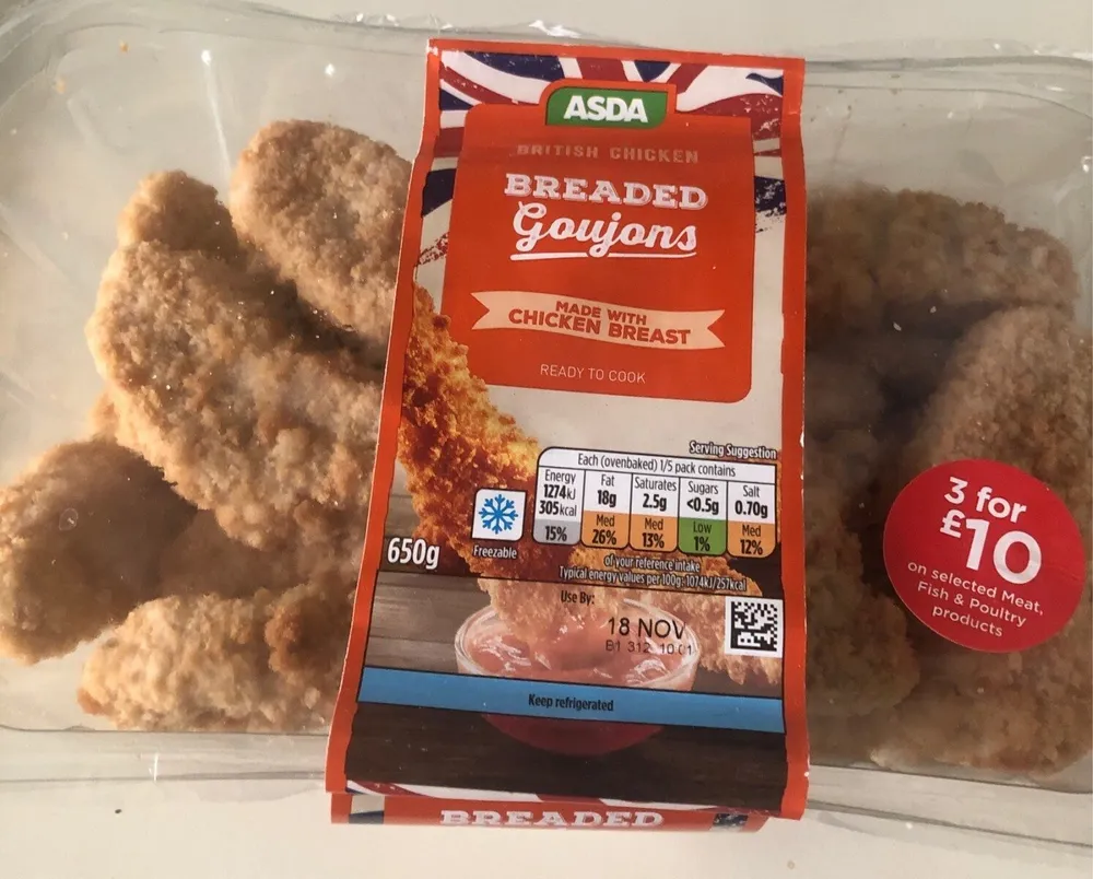 Breaded goujons