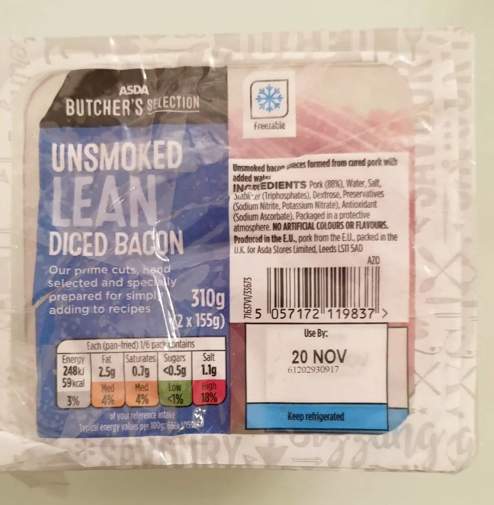 Unsmoked Lean Diced Bacon