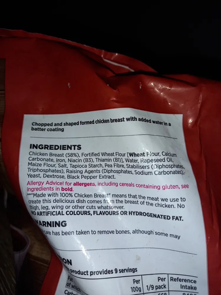 38 battered chicken nuggets